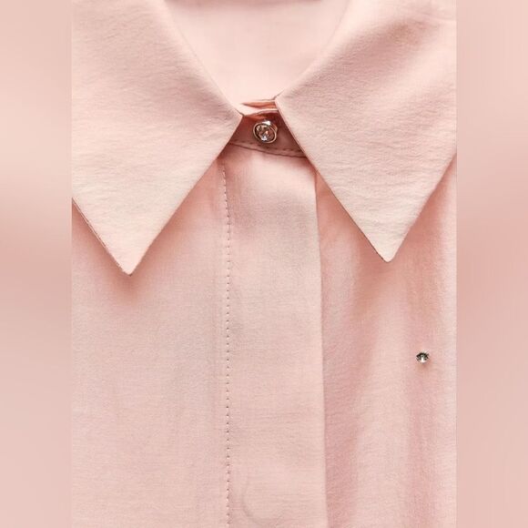 NWT ZARA EMBROIDERED JEWEL SHIRT ZW COLLECTION light pink - Picture 4 of 10